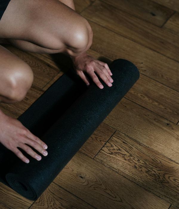 A man in a state of calm focus after a workout session.